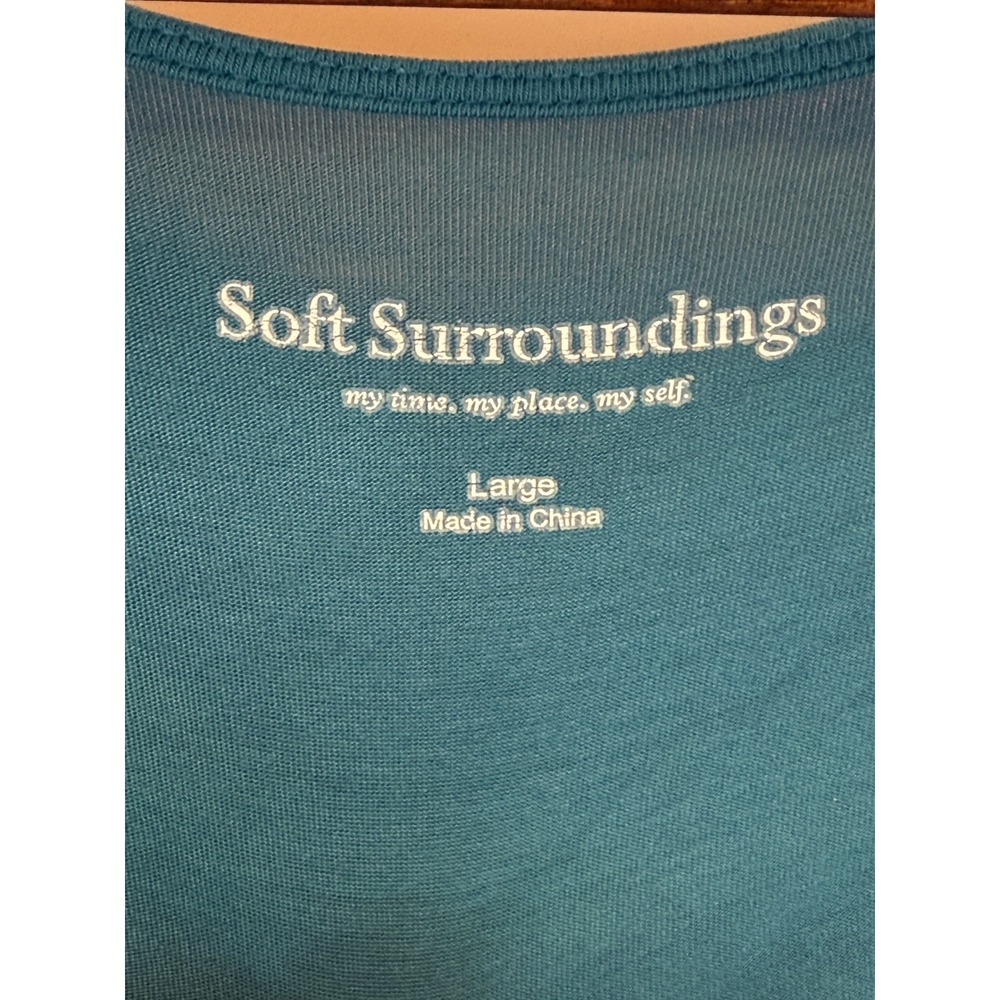 Soft Surroundings Timely Teal Blue Longline Scoop Neck Tunic Size Large - Picture 9 of 9